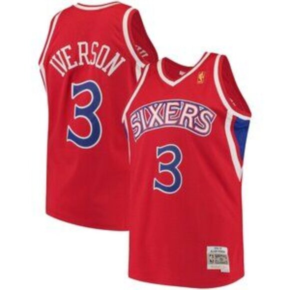 Mens Allen Iverson Red Stitched Jersey